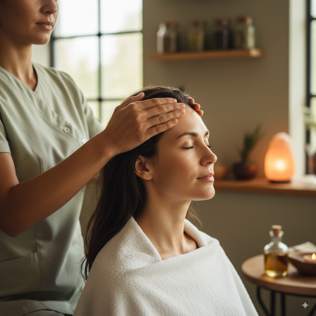 Masaje Champi en Natural Beauty Benalmádena: relajación craneal y cuidado del cabello
